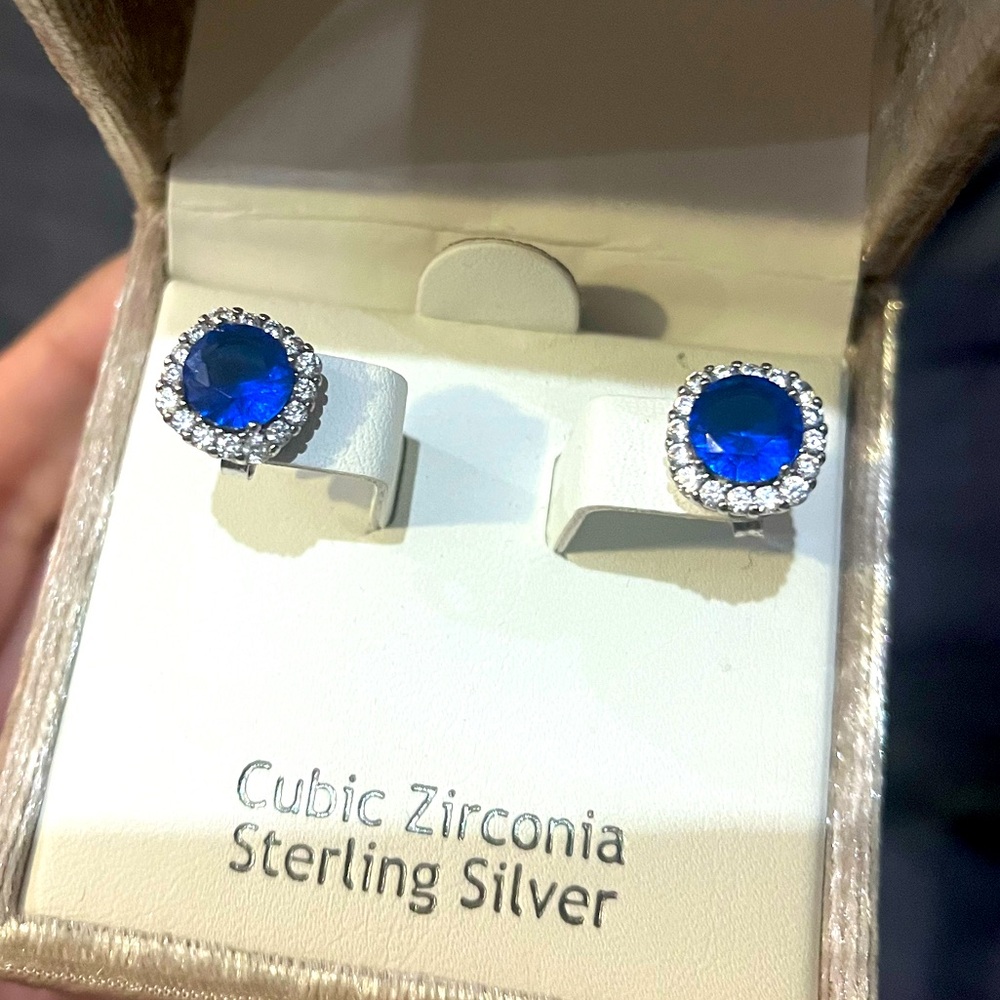 Cubic Zirconia and Silver Earrings